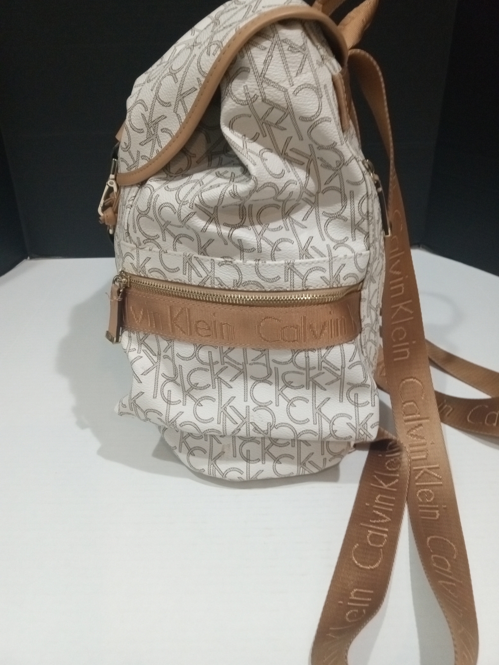 Calvin Klein Cream and Tan Monogram Backpack - Picture 4 of 4